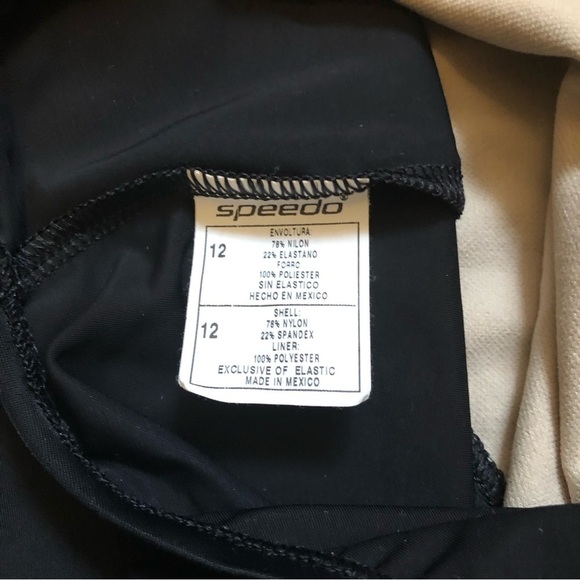 Vintage Speedo One Piece Swim Suit Sz 12 Black High  Thigh Low Back EUC - Picture 6 of 11